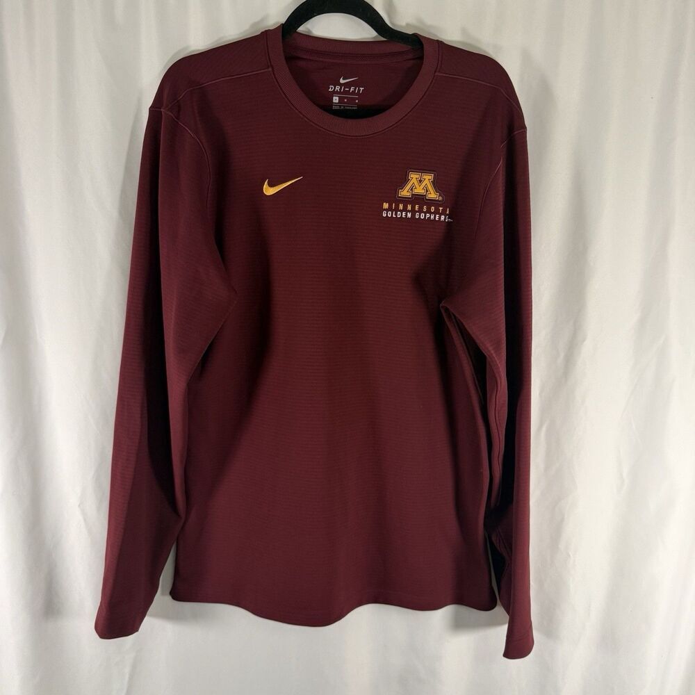 Nike Minnesota Golden Gophers Shirt Men's Medium Light Fleece Lined Long Sleeve